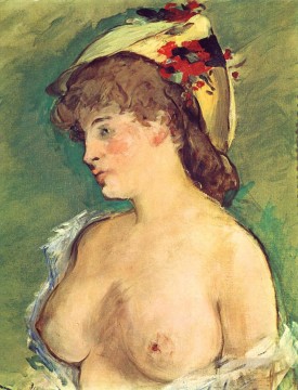  Edouard Canvas - Blond Woman with Bare Breasts nude Impressionism Edouard Manet